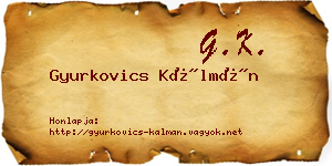 Gyurkovics Kálmán névjegykártya