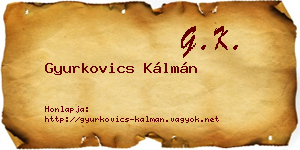 Gyurkovics Kálmán névjegykártya